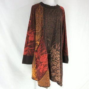 WINTER SUN Batik Cotton Knit Pullover Tunic XL